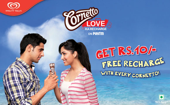 India Desire : Get free recharge of Rs.10 on purchase of every cornetto