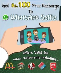 India Desire : WhatsApp Selfies Offer : Get Rs. 100 Free Recharge To WhatsApp Selfies At 9717916596.