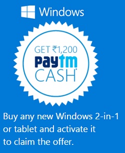 India Desire : Buy Any Windows 2-in-1 Or Tablet And Get Free Rs. 1200 Paytm Cash
