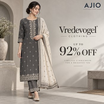 India Desire : Ajio Clothing Offer: Upto 92% Off On Vredevogel Women Kurta Sets