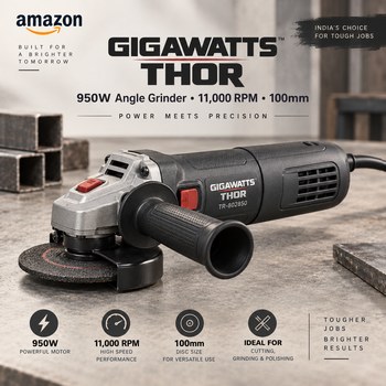 India Desire : Buy GIGAWATTS TR-802850 THOR Angle Grinder 950 Watt Corded 11000 RPM 100mm At Rs 2319 From Amazon [Regular Price Rs 2649]