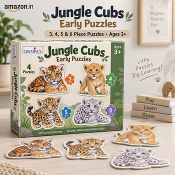 India Desire : Buy Creative's Early Puzzles Jungle Cubs Jigsaw Puzzles in 3,4,5 & 6 Pcs At Rs 144 From Amazon [Regular Price Rs 368]