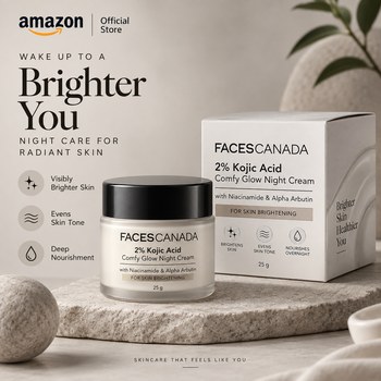 India Desire : Buy FACES CANADA 2% Kojic Acid Comfy Glow Night Cream (25 gm) At Rs 119 From Amazon [Regular Price Rs 299]