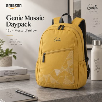 India Desire : Buy Genie Mosaic Daypack for Women & Girls (15L) Mustard Yellow At Rs 479 From Amazon [Regular Price Rs 1999]