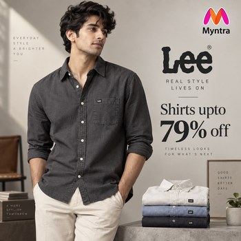 India Desire : Myntra Lee Shirts Offer: Upto 79% Off On Lee Formal & Casual Shirts [Regular Price Rs 2999]
