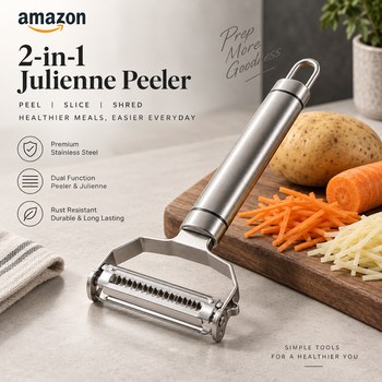 India Desire : Buy SARTHU Stainless Steel 2-in-1 Julienne Vegetable Peeler At Rs 177 From Amazon [Regular Price Rs 599]