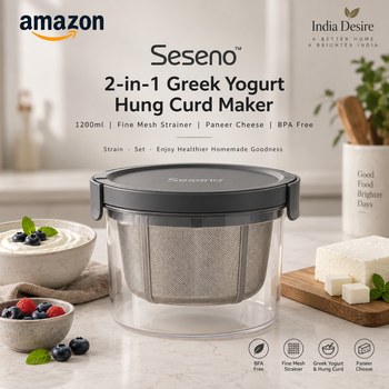 India Desire : Buy Seseno 2-in-1 Greek Yogurt Hung Curd Maker 1200ml Fine Mesh Strainer At Rs 299 From Amazon [Regular Price Rs 299]