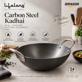 India Desire : Buy Lifelong Carbon Steel (Iron) Kadhai 24cm At Rs 519 From Amazon [Regular Price Rs 1850]