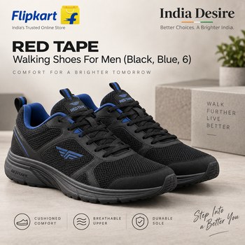 India Desire : Buy RED TAPE Walking Shoes For Men (Black, Blue, 6) At Rs 822 From Flipkart [Regular Price Rs 6899]