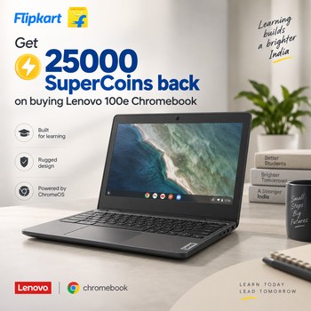 India Desire : Buy Get 25000 supercoin back on buying lenovo 100e chromebook From Flipkart [Regular Price Rs 34990]