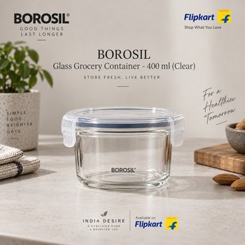 India Desire : Buy BOROSIL Glass Grocery Container - 400 ml (Clear) At Rs 329 From Flipkart [Regular Price Rs 405]