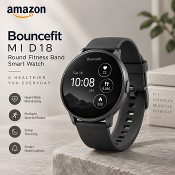 India Desire : Buy Bouncefit M I D18 Round Fitness Band Smart Watch At Rs 500 From Amazon [Regular Price Rs 2999]