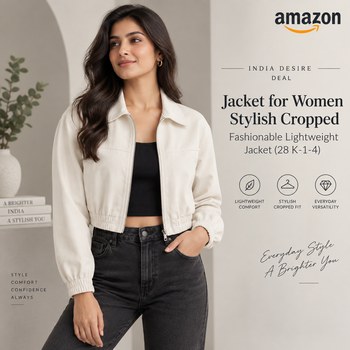 India Desire : Buy Zurity Stylish Cropped Fashionable Lightweight Jacket For Women At Rs 299 From Amazon [Regular Price Rs 3999]