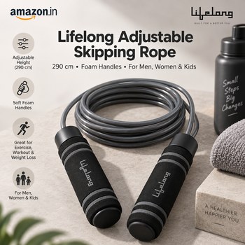 India Desire : Buy Lifelong Skipping Rope for Men, Women & Children Jumping-Rope with Adjustable Height (290cm) & Foam Handles At Rs 199 From Amazon [Regular Price Rs 799]