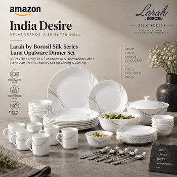 India Desire : Buy Larah by Borosil Silk Series Luna Opalware Dinner Set 41 Pcs At Rs 1620 From Amazon [Regular Price Rs 3750]