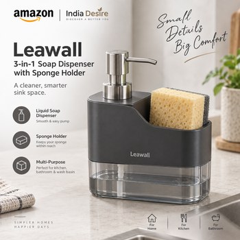 India Desire : Buy Leawall 3-in-1 Soap Dispenser with Sponge Holder At Rs 168 From Amazon [Regular Price Rs 299]