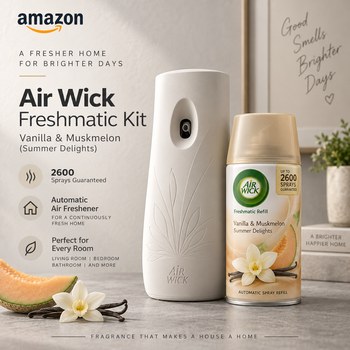 India Desire : Buy Air Wick Freshmatic Automatic Air Freshener Kit Vanilla & Muskmelon 250 ml At Rs 64 From Amazon [Regular Price Rs 599]