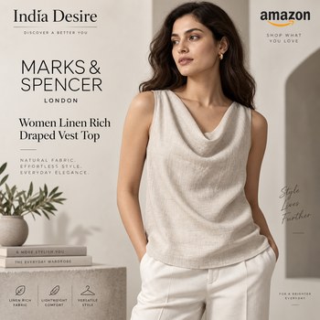 India Desire : Buy Marks & Spencer Women Linen Rich Draped Vest Top From Amazon [Regular Price Rs 1999]