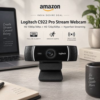 India Desire : Buy Logitech C922 Pro Stream Webcam HD 1080p/30fps Or HD 720p/60fps At Rs 17992 From Amazon [Regular Price Rs 28190]