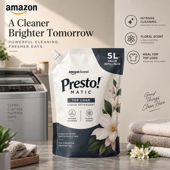 India Desire : Buy Amazon Brand - Presto! Matic Top Load Liquid Detergent Refill Pack 5L At Rs 340 From Amazon [Regular Price Rs 1000]