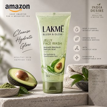 India Desire : Buy Lakme Blush & Glow Jelly Face Wash 150g With Avocado Matcha & Salicylic Acid At Rs 254 From Amazon [Regular Price Rs 490]