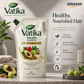 India Desire : Buy Dabur Vatika Health Shampoo 1 L (Refill Pouch) At Rs 224 From Amazon [Regular Price Rs 699]