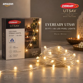 India Desire : Buy Eveready Utsav 33 Feet LED Pixel Lights (46 LEDs, Warm White, Pack of 1) At Rs 125 From Amazon [Regular Price Rs 1995]