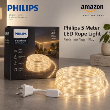 India Desire : Buy Philips 5 Meter LED Rope Light Flexishine Plug n Play At Rs 350 From Amazon [Regular Price Rs 2000]