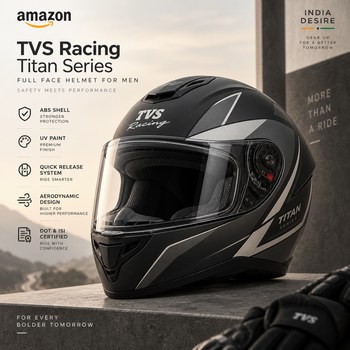 India Desire : Buy TVS Racing Titan Series Full Face Helmet For Men At Rs 1761 From Amazon [Regular Price Rs 2999]