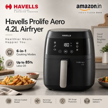 India Desire : Buy Havells Prolife Aero 4.2L Airfryer At Rs 3705 From Amazon [Regular Price Rs 7495]