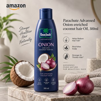 India Desire : Buy Parachute Advansed Onion Enriched Coconut Hair Oil 300ml At Rs 127 From Amazon [Regular Price Rs 378]