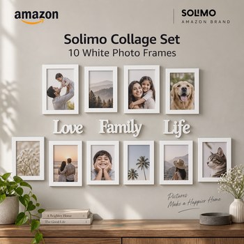 India Desire : Buy Amazon Brand Solimo Collage Set of 10 White Photo Frames (6 X 8 Inch) With Love, Family & Life Plaques At Rs 377 From Amazon [Regular Price Rs 1400]
