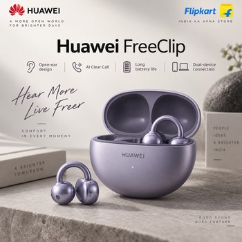 India Desire : Buy Huawei FreeClip Open-Ear True Wireless Bluetooth Headset (Purple) At Rs 15999 From Flipkart [Regular Price Rs 18999]