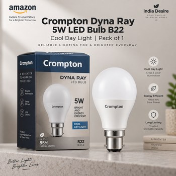 India Desire : Buy Crompton Dyna Ray 5W LED Bulb B22 Cool Day Light Pack of 1 From Amazon [Regular Price Rs 135]
