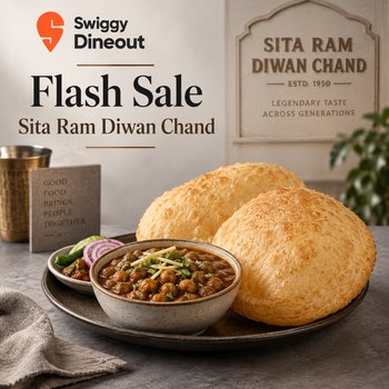 India Desire : Buy Sita Ram Diwan Chand Dineout Flash Sale Deal At Rs 19 From Swiggy [Regular Price Rs 42]
