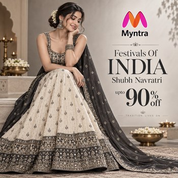 India Desire : Myntra Festivals Of India Shubh Navratri Sale: Upto 90% Off Ethnic Wear, Sarees & Kurta Sets Starts @Rs 660 Only