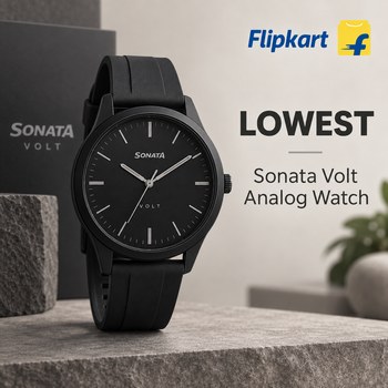 India Desire : Buy Sonata Volt Black Dial Black Polyurethane Strap Analog Watch For Men At Rs 359 From Flipkart [Regular Price Rs 895]
