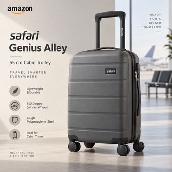 India Desire : Buy Safari Genius Alley 55cm Cabin Trolley Bag Hard Case Polypropylene At Rs 1309 From Amazon [Regular Price Rs 6999]