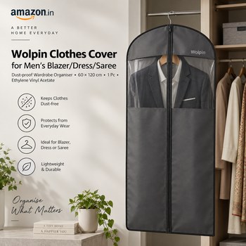 India Desire : Buy Wolpin Clothes Cover for Men's Blazer/Dress/Saree, Dust-proof Jacket Organiser (60 x 120 cm) 1Pc At Rs 224 From Amazon [Regular Price Rs 799]