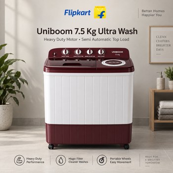 India Desire : Buy Uniboom 7.5 Kg ultra wash Heavy Duty Motor Semi Automatic Top Load washing Machine From Flipkart [Regular Price Rs 19490]
