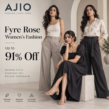 India Desire : Ajio Fyre Rose Offer: Upto 91% Off On Women's Fashion Starts @Rs 180 Only