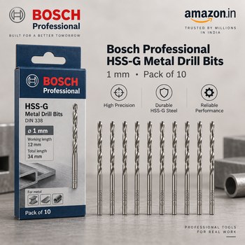India Desire : Buy Bosch Professional Metal Drill Bits HSS-G, DIN 338, 1mm Pack Of 10 From Amazon