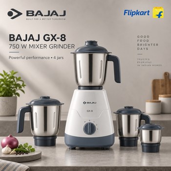India Desire : Buy BAJAJ GX-8 750 W Mixer Grinder (4 Jars) At Rs 3299 From Flipkart [Regular Price Rs 6100]