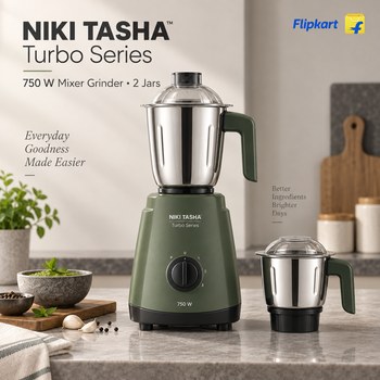 India Desire : Buy NIKI TASHA Turbo Series 750 W Mixer Grinder (GREEN 750 | 2 Jars | Green) At Rs 1046 From Flipkart [Regular Price Rs 2995]