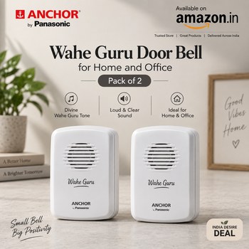 India Desire : Buy Anchor by Panasonic Wahe Guru Door Bell for Home and Office (Pack of 2, White) From Amazon [Regular Price Rs 650]