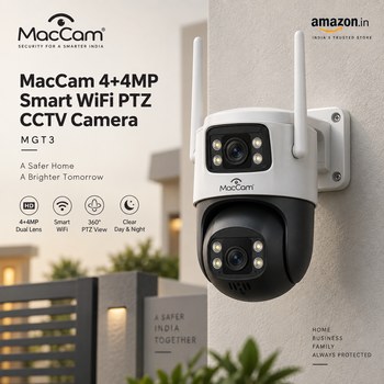 India Desire : Buy MacCam 4+4MP Smart WiFi PTZ CCTV Camera (MGT) (MGT3) At Rs 2089 From Amazon [Regular Price Rs 9999]