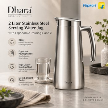 India Desire : Buy Dhara 2 Liter Stainless Steel Serving Water Jug with Ergonomic Pouring Handle At Rs 599 From Flipkart [Regular Price Rs 1399]