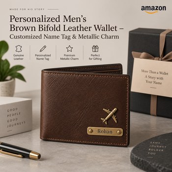 India Desire : Buy The Wallet Store Personalized Men's Brown Bifold Leather Wallet With Custom Name Tag & Metallic Charm At Rs 299 From Amazon [Regular Price Rs 1499]