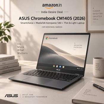 India Desire : Buy ASUS Chromebook CM1405 (2026) Smartchoice MediaTek Kompanio 540 Thin & Light Laptop At Rs 20990 From Amazon [Regular Price Rs 37990]