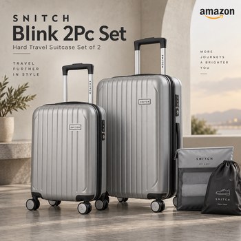 India Desire : Buy SNITCH Blink 2Pc Set Silver Polycarbonate Hard Travel Suitcase Trolley Bag Set of 2 At Rs 2999 From Amazon [Regular Price Rs 8499]